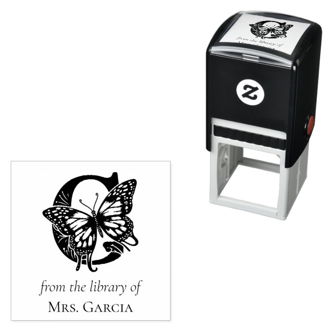 Letter G Butterfly Monogram From the Library Of Self-inking Stamp (In Situ)