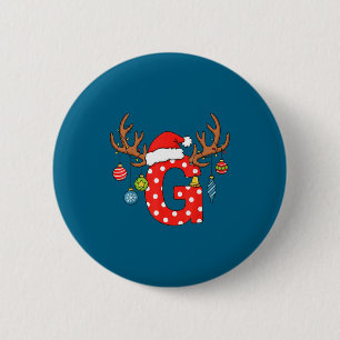 Letter G Christmas Monogram Alphabet Initial Ornam 2 Inch Round Button