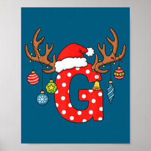 Letter G Christmas Monogram Alphabet Initial Ornam Poster