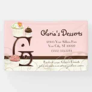 Letter G Cupcake Desserts Bakery Business Banner