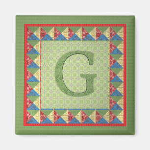 Letter G: 'Fabric Quilt' Style Initial and Pattern Magnet