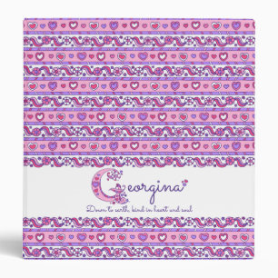 Letter G Georgina hearts flowers doodle name Binder