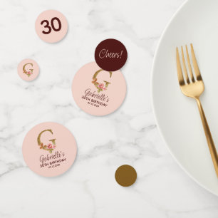 Letter G Gold Monogram Blush Pink Roses Confetti