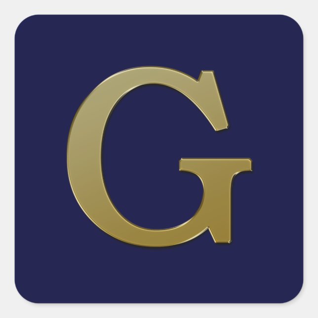 Letter G Gold Square Sticker (Front)