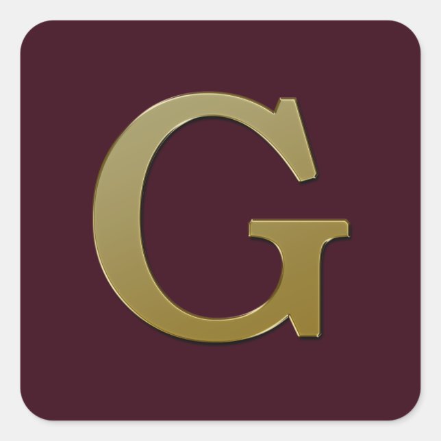 Letter G Gold Square Sticker (Front)