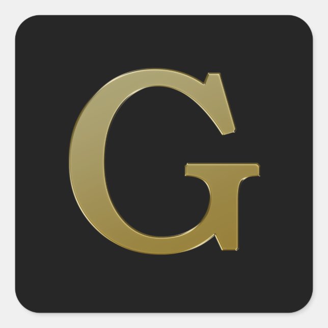 Letter G Gold Square Sticker (Front)