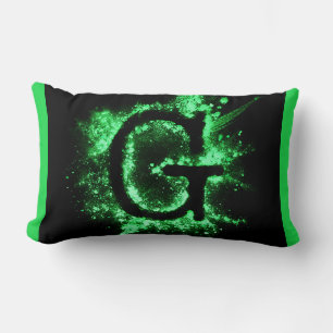 Letter G Green Capital Alphabet Lumbar Pillow