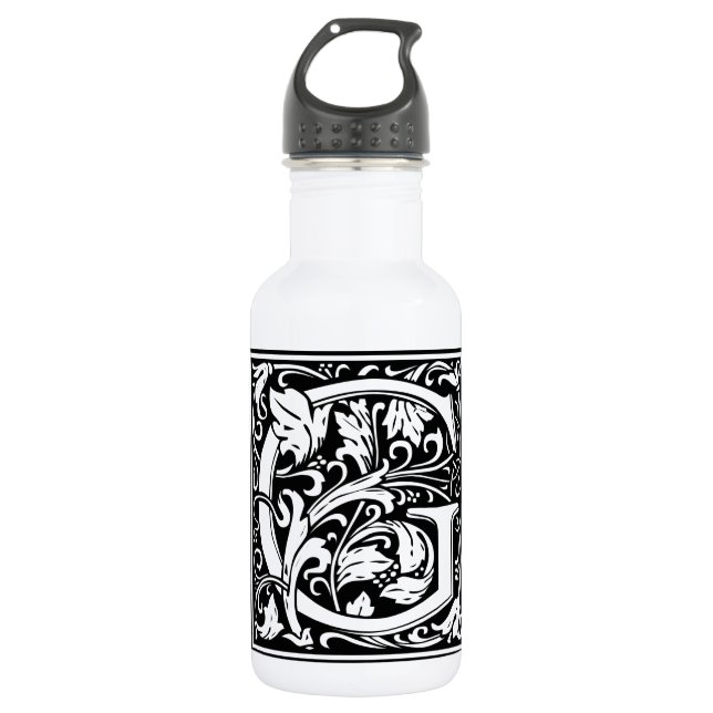 Letter G Medieval Monogram Art Nouveau 532 Ml Water Bottle (Front)