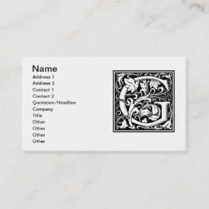 Letter G Medieval Monogram Art Nouveau Business Card
