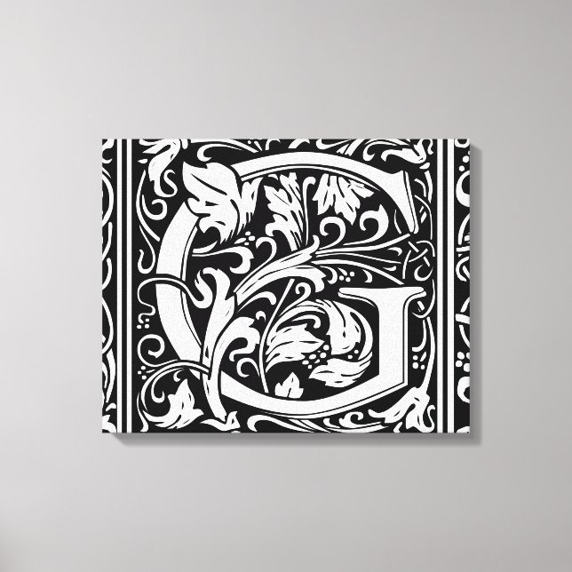 Letter G Medieval Monogram Art Nouveau Canvas Print (Front)
