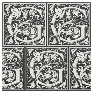 Letter G Medieval Monogram Art Nouveau Fabric