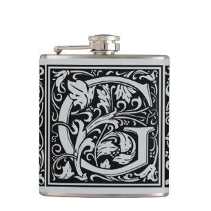 Letter G Medieval Monogram Art Nouveau Hip Flask