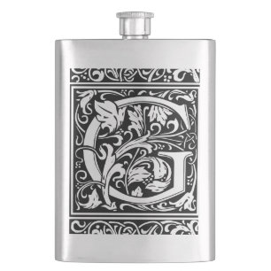 Letter G Medieval Monogram Art Nouveau Hip Flask
