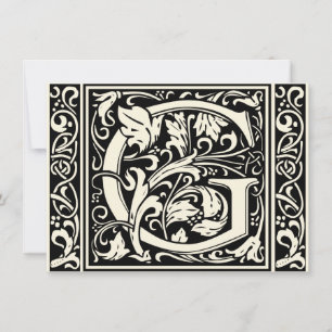 Letter G Medieval Monogram Art Nouveau Invitation
