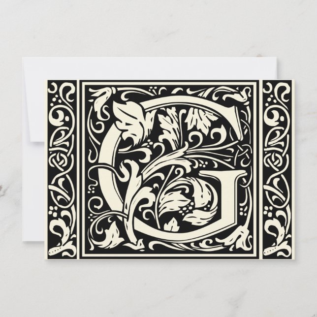 Letter G Medieval Monogram Art Nouveau Invitation (Front)