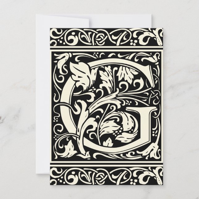 Letter G Medieval Monogram Art Nouveau Invitation (Front)