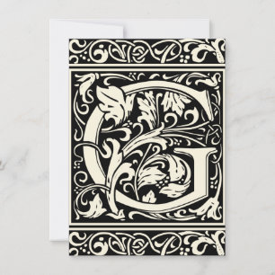 Letter G Medieval Monogram Art Nouveau Invitation