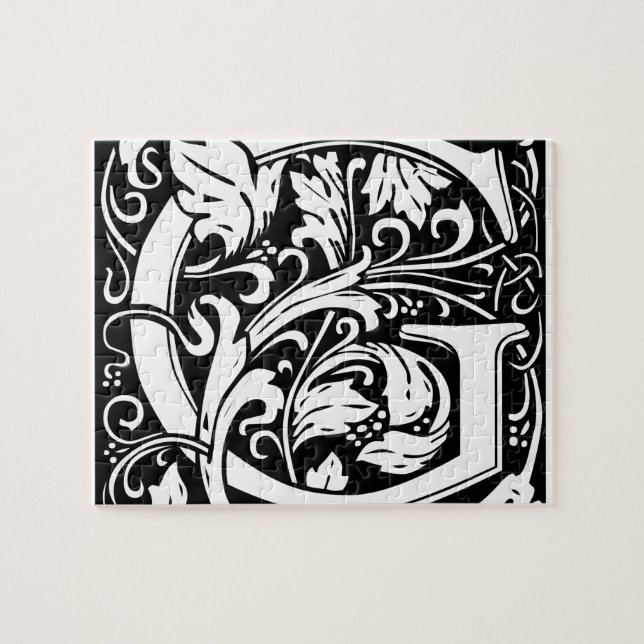 Letter G Medieval Monogram Art Nouveau Jigsaw Puzzle (Horizontal)