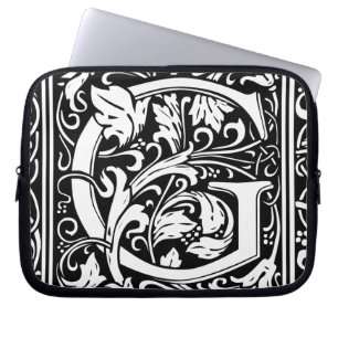 Letter G Medieval Monogram Art Nouveau Laptop Sleeve