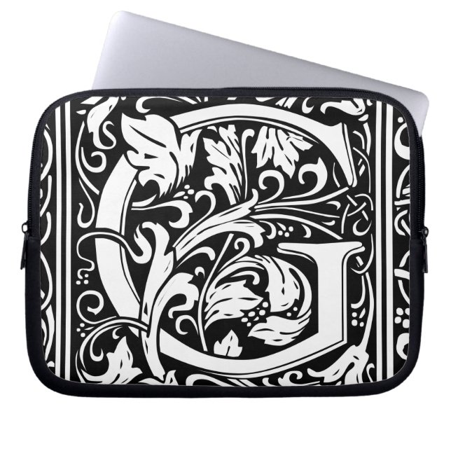 Letter G Medieval Monogram Art Nouveau Laptop Sleeve (Front)
