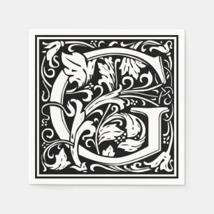 Letter G Medieval Monogram Art Nouveau Napkin
