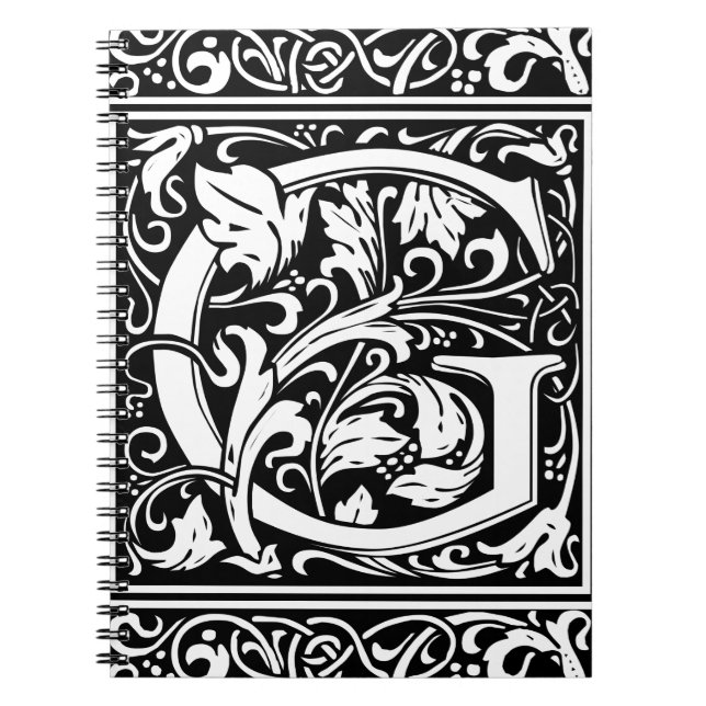 Letter G Medieval Monogram Art Nouveau Notebook (Front)