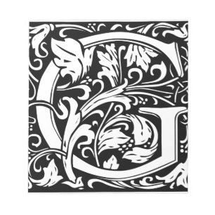 Letter G Medieval Monogram Art Nouveau Notepad