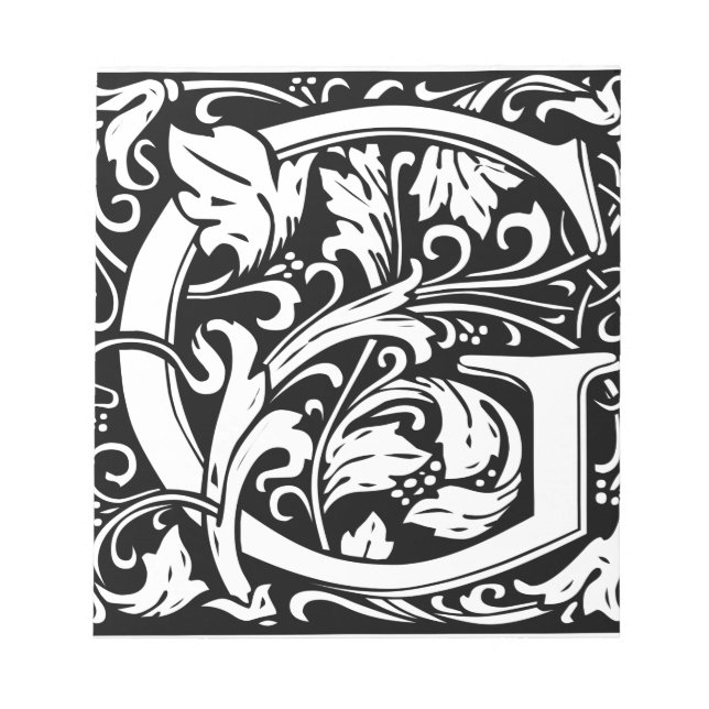 Letter G Medieval Monogram Art Nouveau Notepad (Front)