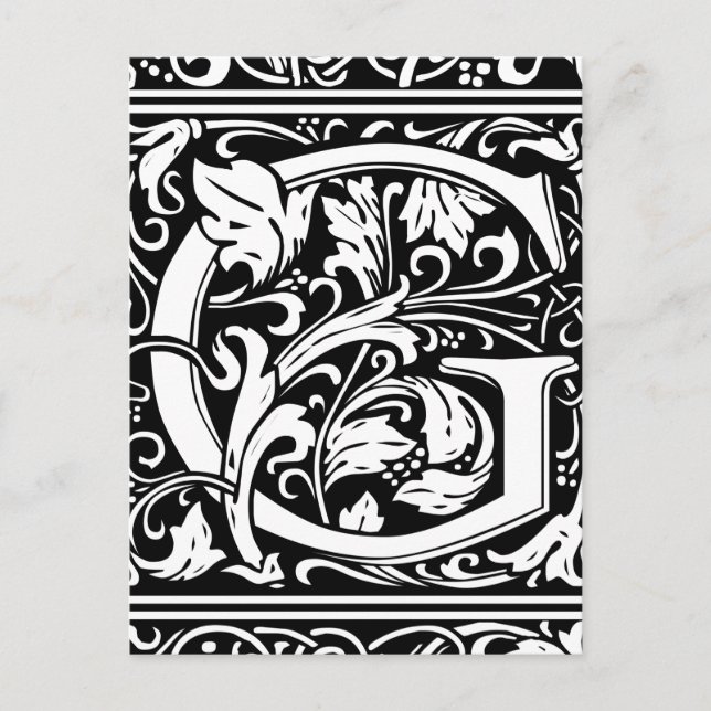 Letter G Medieval Monogram Art Nouveau Postcard (Front)