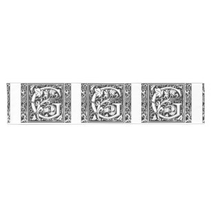 Letter G Medieval Monogram Art Nouveau Short Table Runner