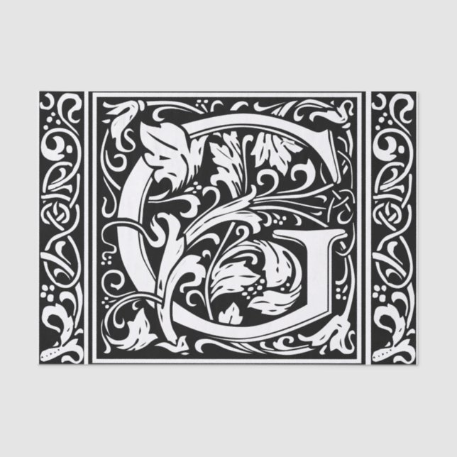 Letter G Medieval Monogram Art Nouveau Tissue Paper (Front)