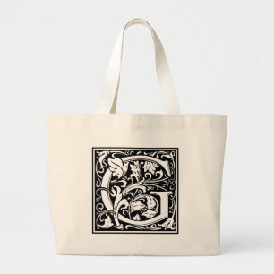Letter G Medieval Monogram Vintage Large Initial Large Tote Bag