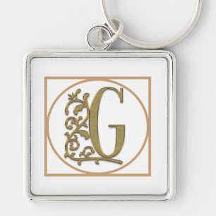 LETTER G MONOGRAM Beautiful Wedding New Home Gift Keychain