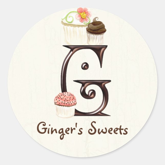 Letter G Monogram Cupcake Logo Business Stickers (Front)