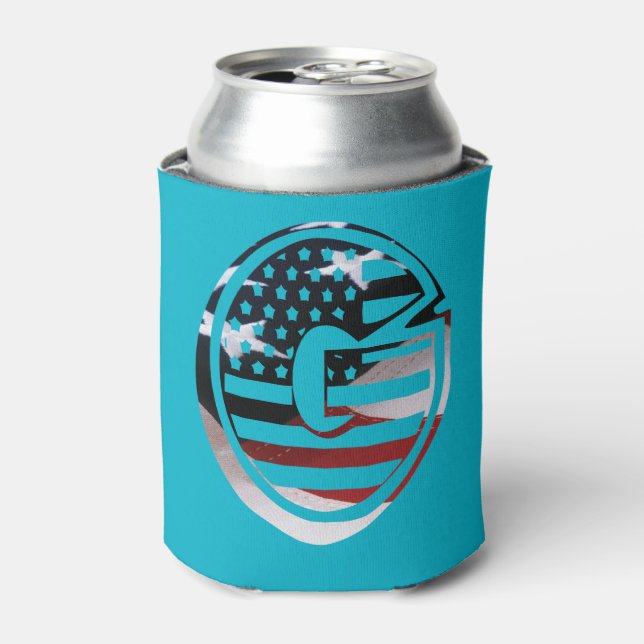 Letter G Monogram Initial USA Can Cooler (Can Front)
