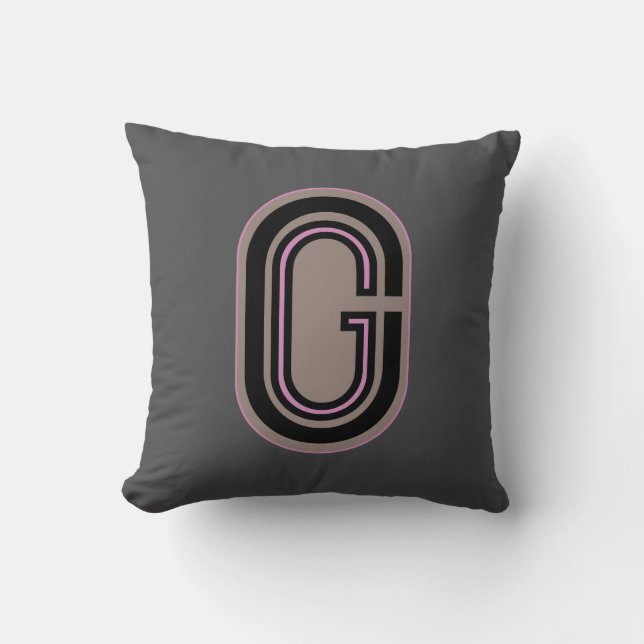 Letter G Monogram Oval Crest Throw Pillow (Front)