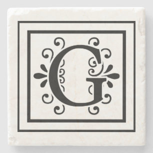 Letter G Monogram Stone Coasters