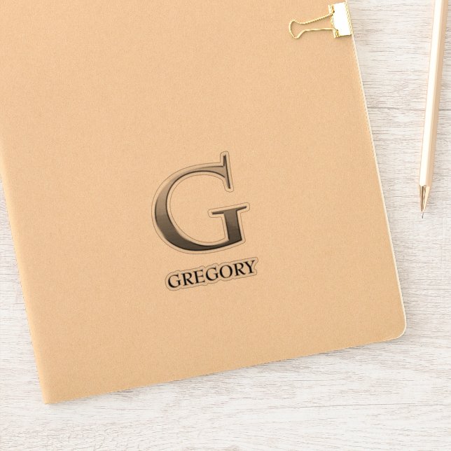 Letter G Two-Tone Silver Grey and Name Sticker (Notebook)