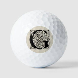 Letter G Vintage Celtic Knot Monogram Golf Balls