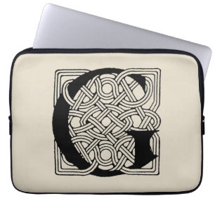 Letter G Vintage Celtic Knot Monogram Laptop Sleeve