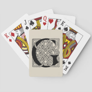 Letter G Vintage Celtic Knot Monogram Playing Cards