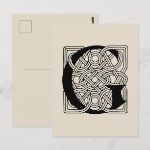 Letter G Vintage Celtic Knot Monogram Postcard