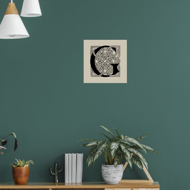 Letter G Vintage Celtic Knot Monogram Poster (Living Room 1)