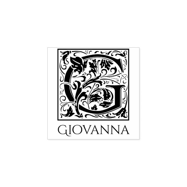 Letter G Vintage First Letter Personalized Rubber Stamp (Imprint)
