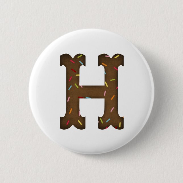 Letter H 2 Inch Round Button (Front)