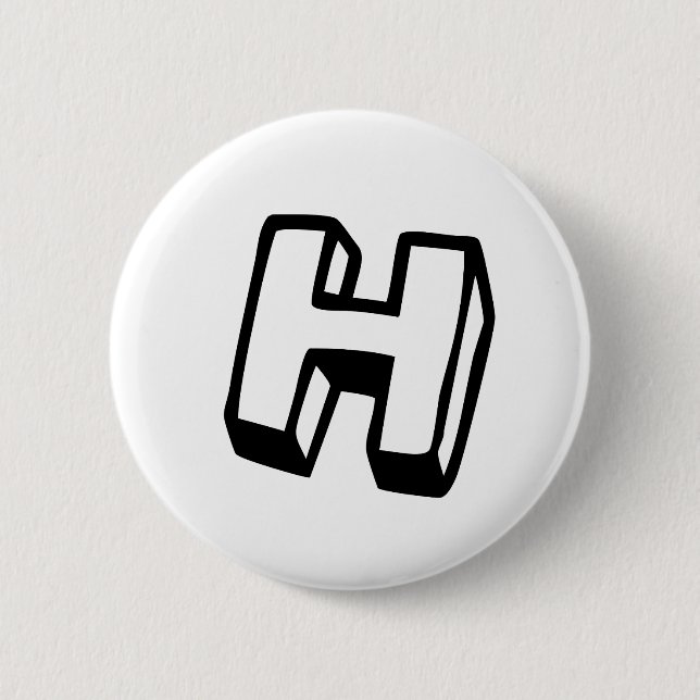Letter H 2 Inch Round Button (Front)