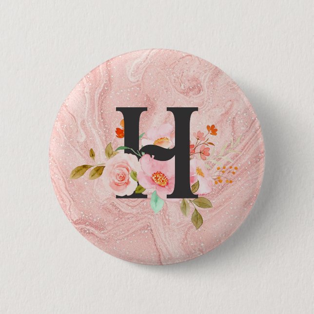 Letter H 2 Inch Round Button (Front)