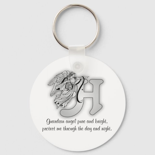 Letter H angel monogram alphabet initial Keychain (Front)