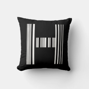 LETTER H BAR CODE First Initial Barcode Pattern Throw Pillow