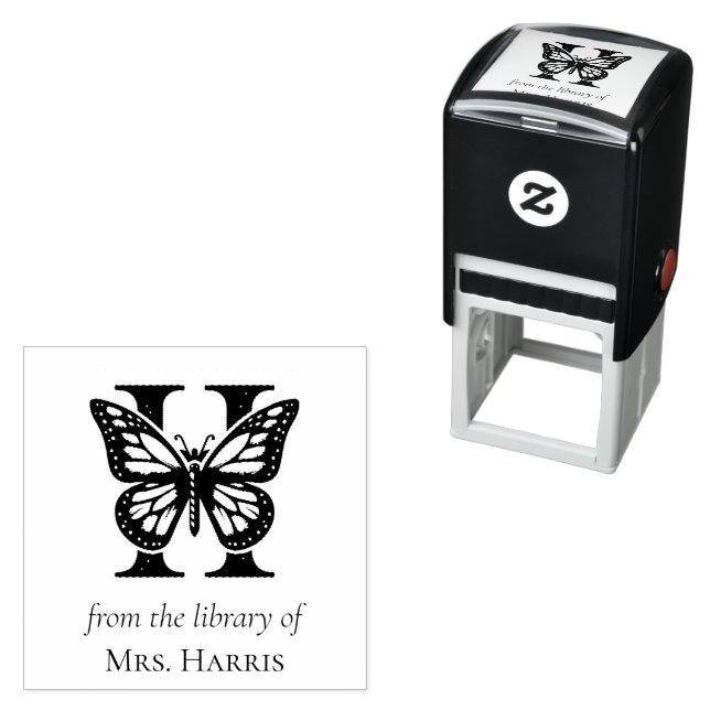 Letter H Butterfly Monogram From the Library Of Self-inking Stamp (In Situ)